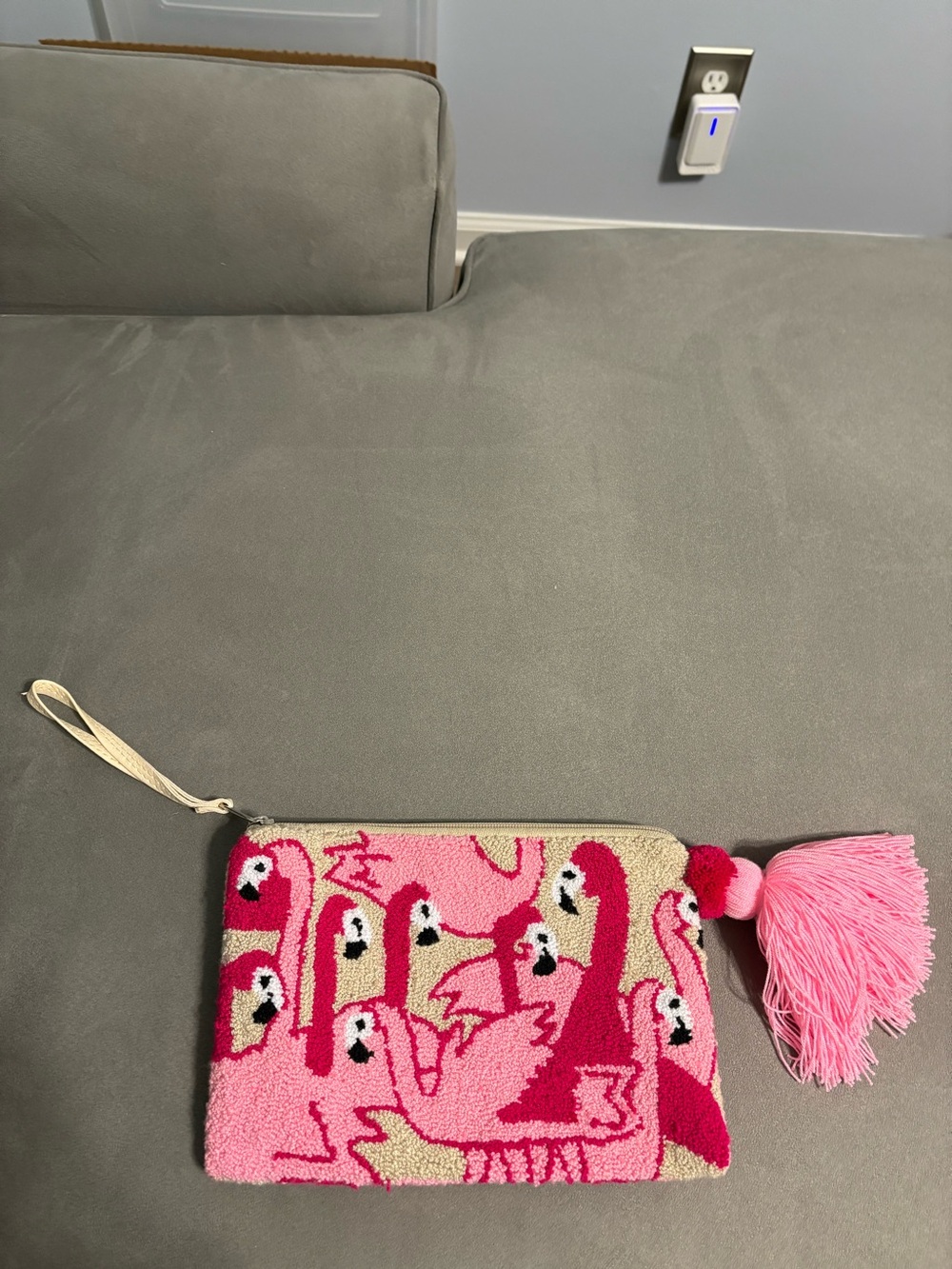 Pink Tassel Wristlet Clutch with Textured Front - Handmade in Aruba